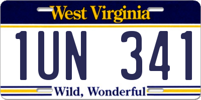 WV license plate 1UN341