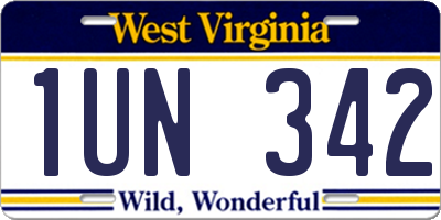 WV license plate 1UN342