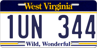 WV license plate 1UN344