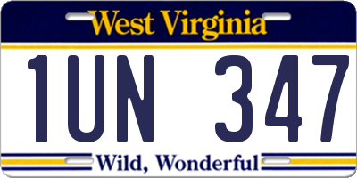 WV license plate 1UN347