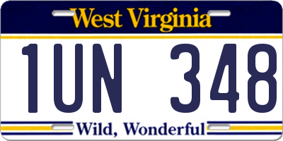 WV license plate 1UN348