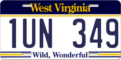 WV license plate 1UN349