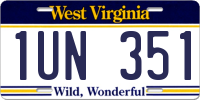WV license plate 1UN351