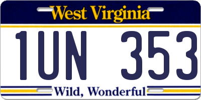 WV license plate 1UN353