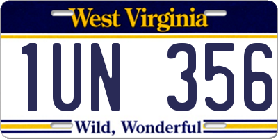 WV license plate 1UN356