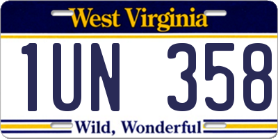 WV license plate 1UN358