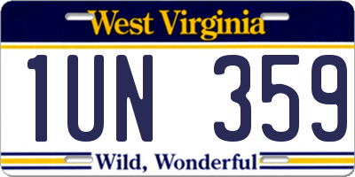 WV license plate 1UN359