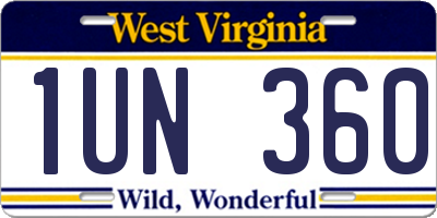 WV license plate 1UN360