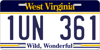 WV license plate 1UN361