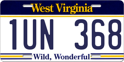 WV license plate 1UN368