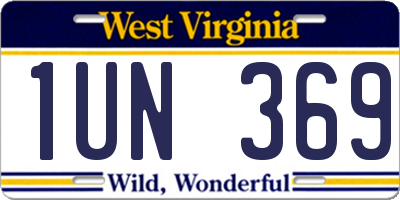 WV license plate 1UN369