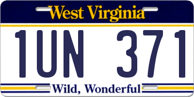 WV license plate 1UN371