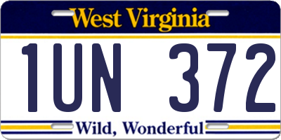 WV license plate 1UN372