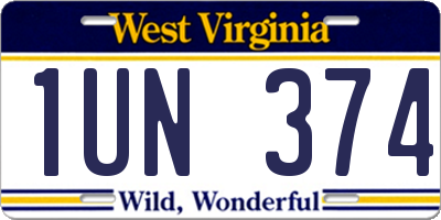 WV license plate 1UN374