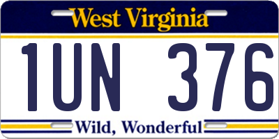 WV license plate 1UN376