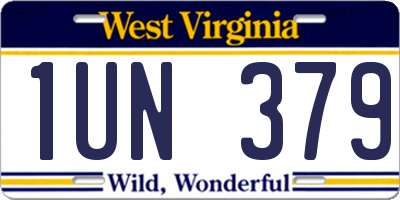 WV license plate 1UN379