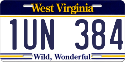 WV license plate 1UN384