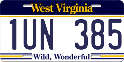 WV license plate 1UN385