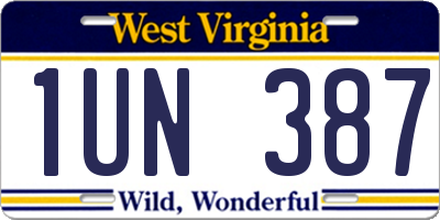 WV license plate 1UN387