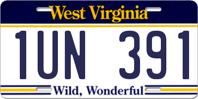 WV license plate 1UN391