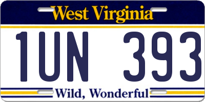 WV license plate 1UN393