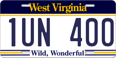 WV license plate 1UN400