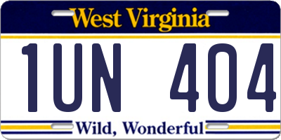 WV license plate 1UN404