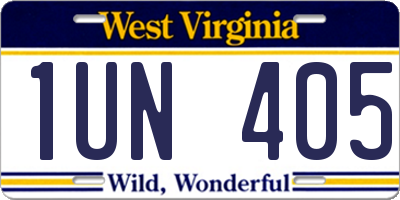 WV license plate 1UN405