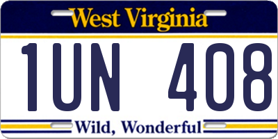 WV license plate 1UN408