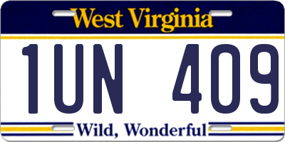 WV license plate 1UN409