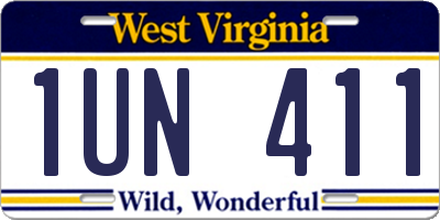 WV license plate 1UN411