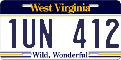WV license plate 1UN412