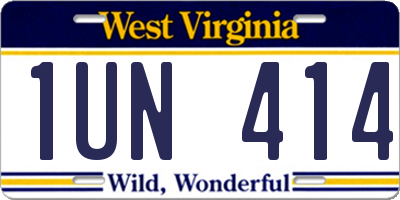 WV license plate 1UN414