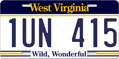 WV license plate 1UN415