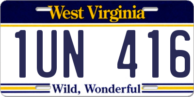 WV license plate 1UN416