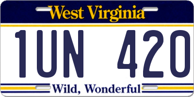 WV license plate 1UN420