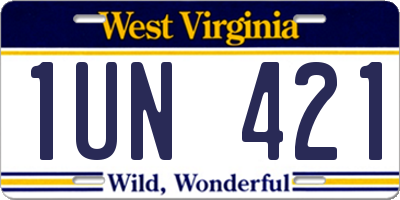 WV license plate 1UN421