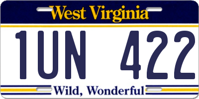WV license plate 1UN422