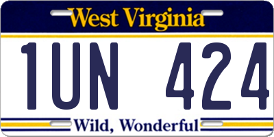 WV license plate 1UN424