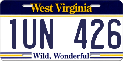 WV license plate 1UN426