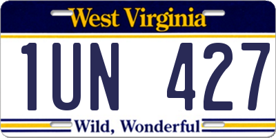 WV license plate 1UN427