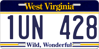 WV license plate 1UN428