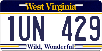WV license plate 1UN429