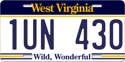 WV license plate 1UN430