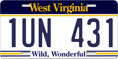 WV license plate 1UN431