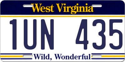 WV license plate 1UN435