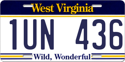 WV license plate 1UN436