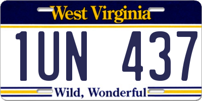 WV license plate 1UN437
