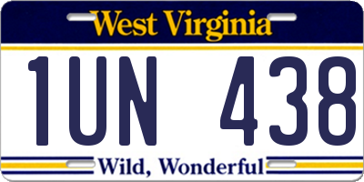 WV license plate 1UN438