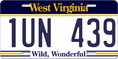 WV license plate 1UN439